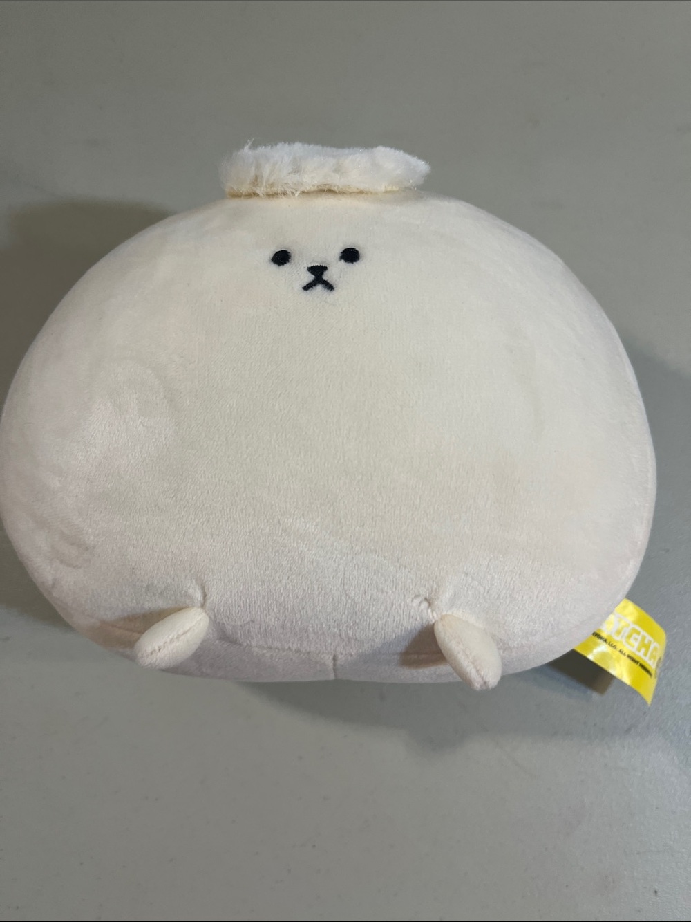 Soft Cream Round Plush Pet Stuffed Animal - Cute Embroidered Face